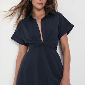 Lulu's Navy Blue Wrap Dress